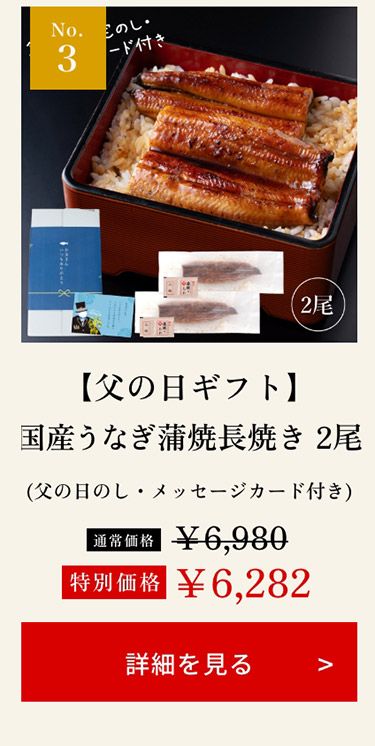 【父の日ギフト】国産うなぎ蒲焼長焼き 2尾