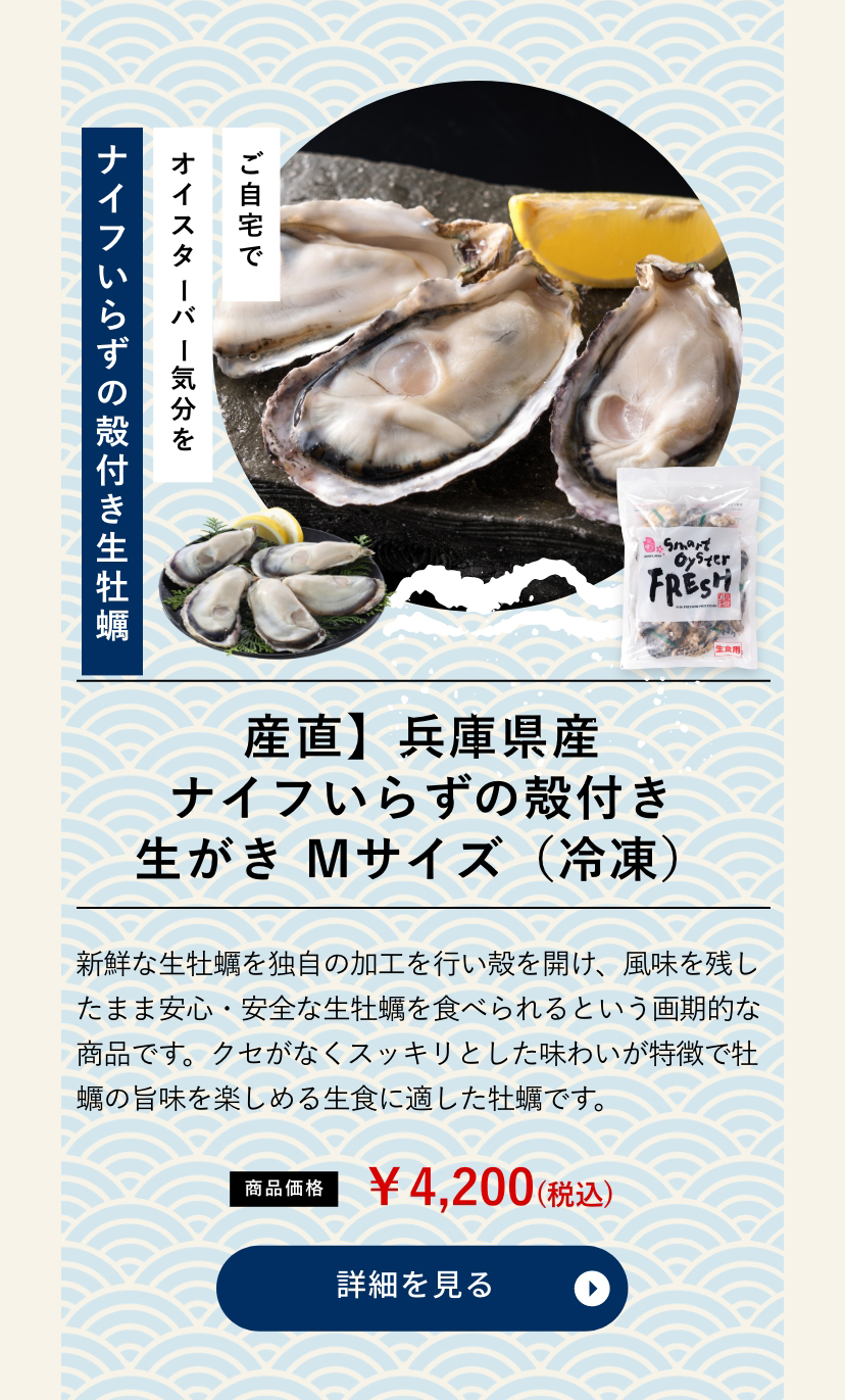 産直】兵庫県産 ナイフいらずの殻付き生がき Mサイズ（冷凍）