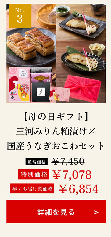 【母の日ギフト】三河みりん粕漬け×国産うなぎおこわセット