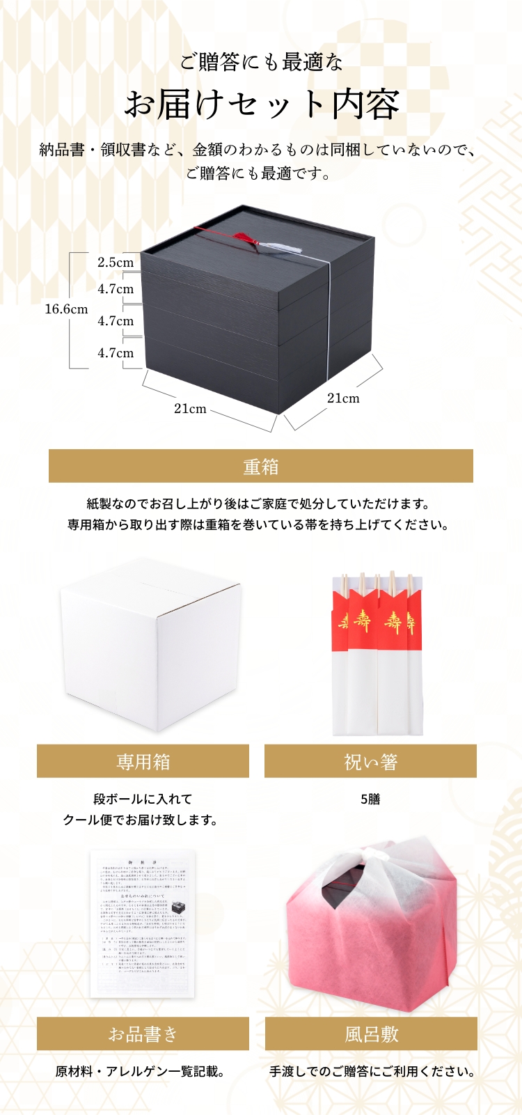 ご贈答にも最適なお届けセット内容